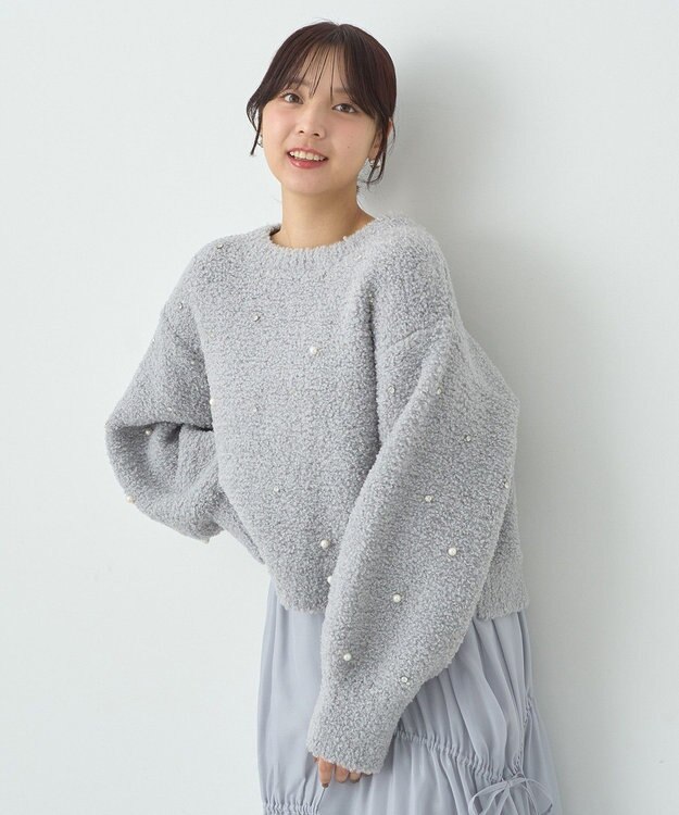 earth music&ecology ブークレービジュープルオーバー Light Gray