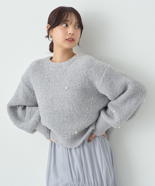 earth music&ecology ブークレービジュープルオーバー Light Gray