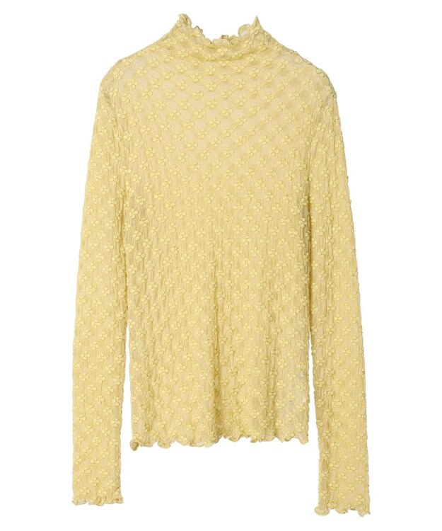 earth music&ecology ハイネックシアーフラワーインナー Yellow