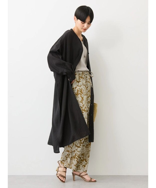 AMERICAN HOLIC 接触冷感バンドカラー切替シャツワンピース Black