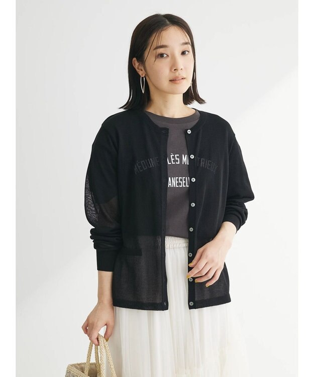 Green Parks 推しニット　クルーネックカーディガン Black