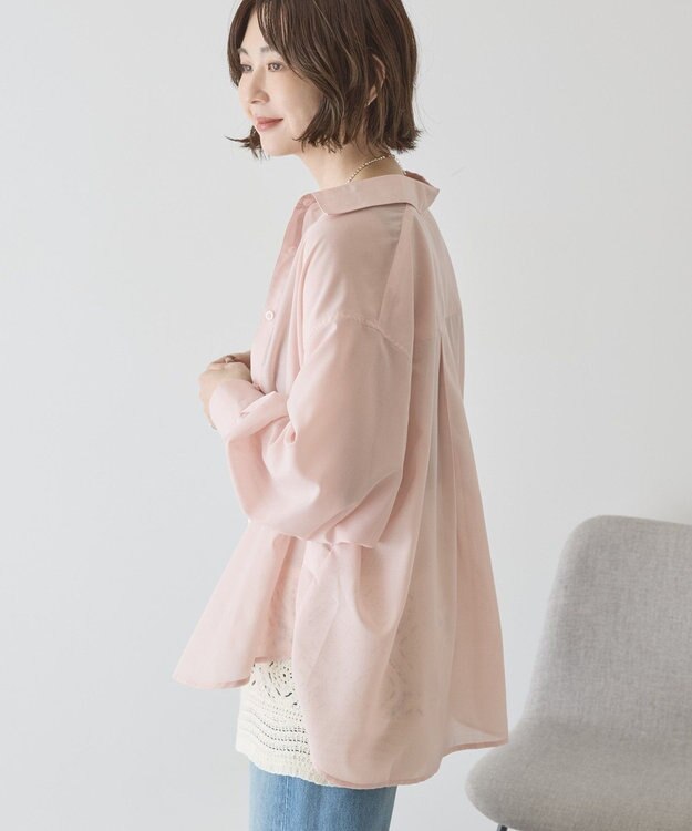 AMERICAN HOLIC 【イージーケア】シアーラウンドシャツ Pink