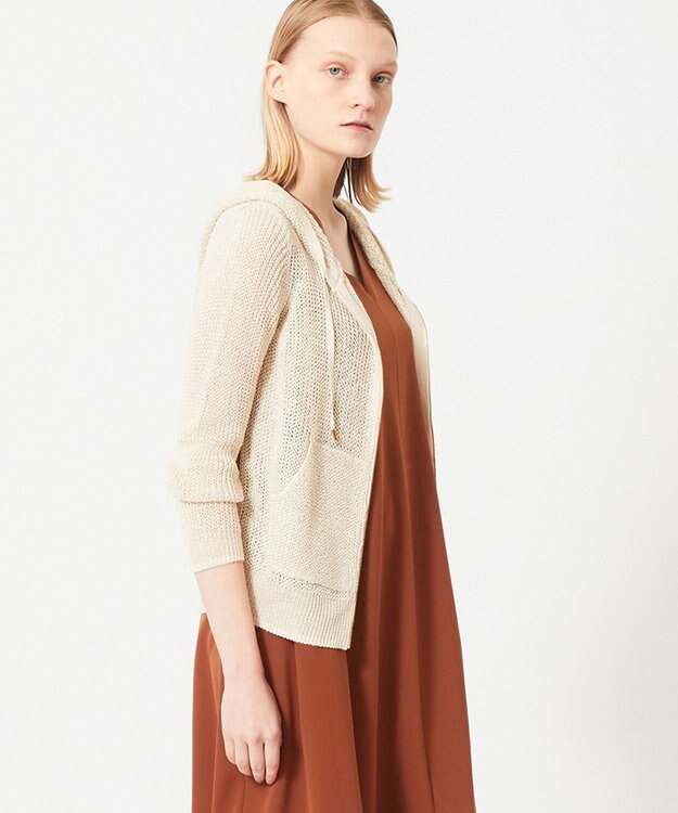 BEIGE， OPTICAL / フードカーディガン Ecru