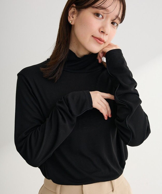 Green Parks シアーリブタートルプルオーバー Black