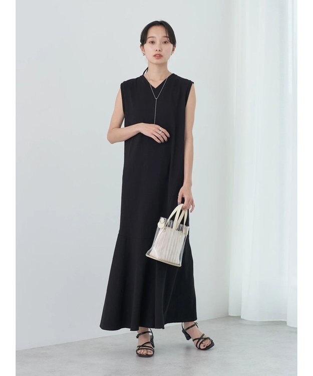 earth music&ecology Ｖネックマーメイドラインワンピース Black