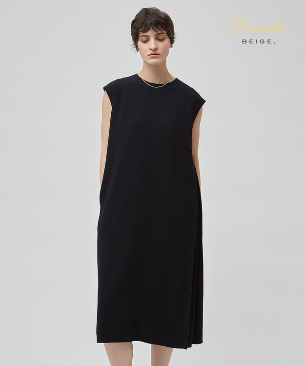 BEIGE， CINDY / サイドタックドレス Black×Black