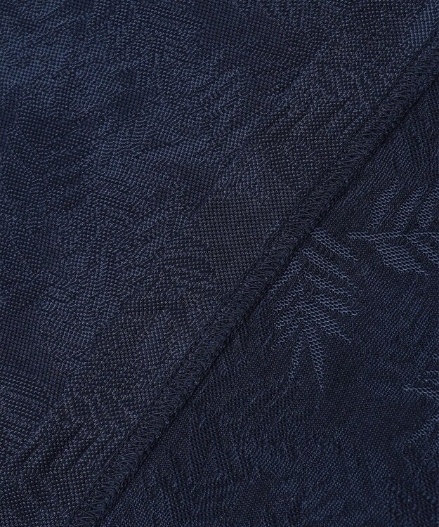 JOSEPH ABBOUD 【キングサイズ・吸水速乾】リーフ柄ジャガード クルーネック Tシャツ ネイビー系