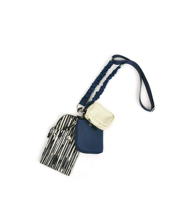 UNBILLION cachecache バンジーコードナイロンスマホショルダー アイボリーネイビー