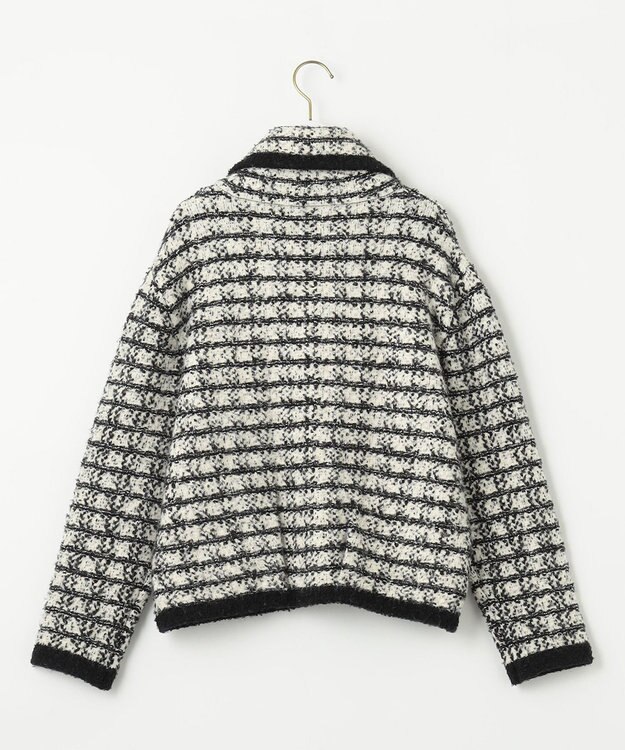 ANY SIS L 【洗える】襟付ツイード ジャケット ブラック系