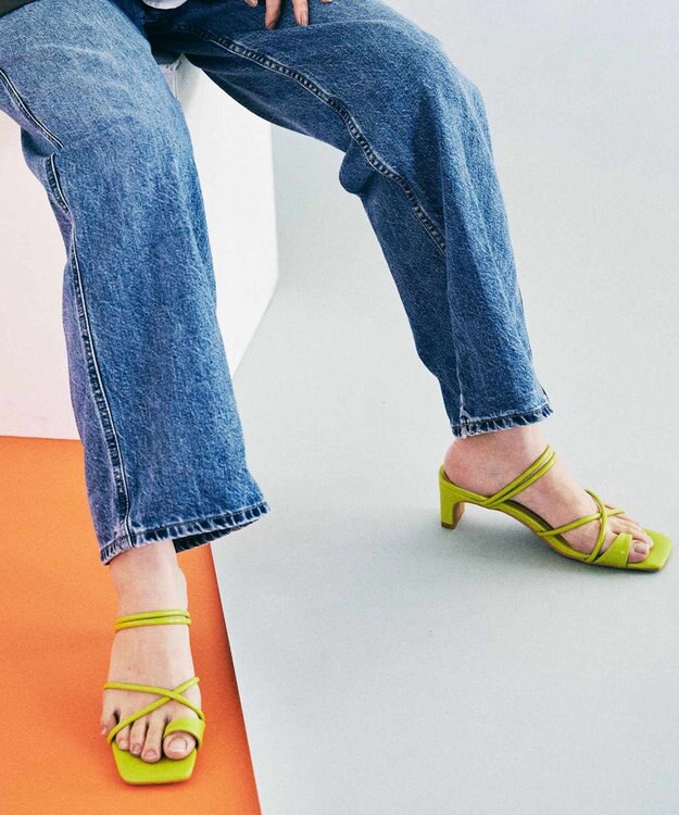 BONTRE 【PRECIEUX JOUET/プレシュウジュエ】ナロートングセットバックヒールサンダル/016PJ ライム