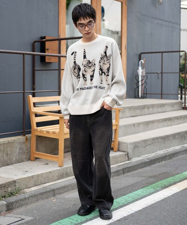 WEGO アニマルジャガードニットプルオーバー ホワイトアイボリー