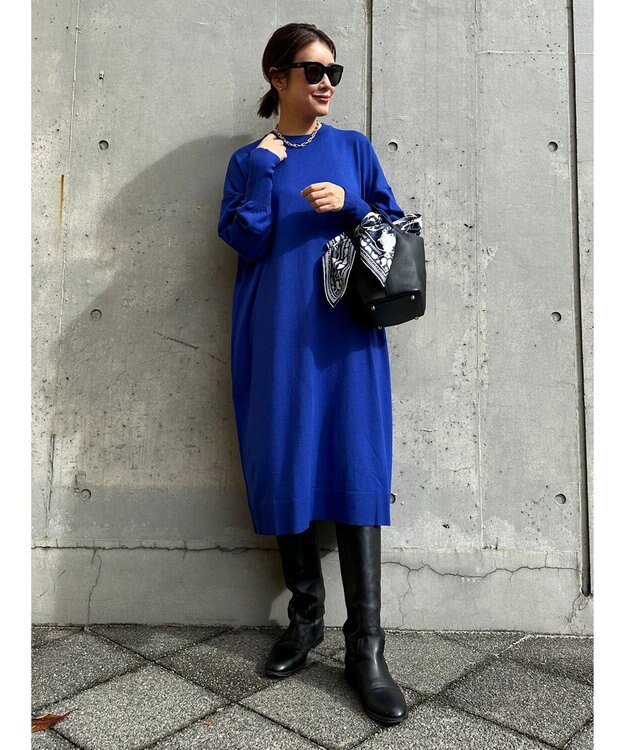 Green Parks オーバーサイズニットワンピース Blue