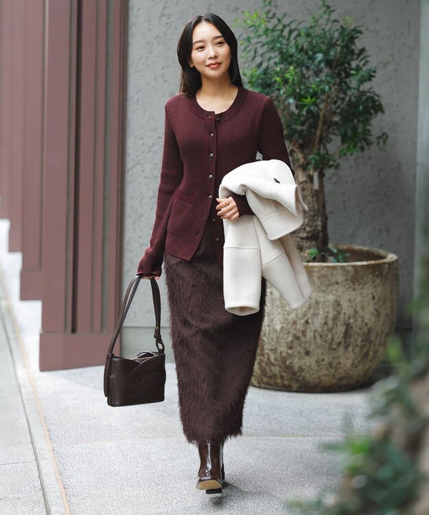 uncrave 【手洗い可】フリンジ ジャガード スカート（uncrave STANDARD） ブラウン