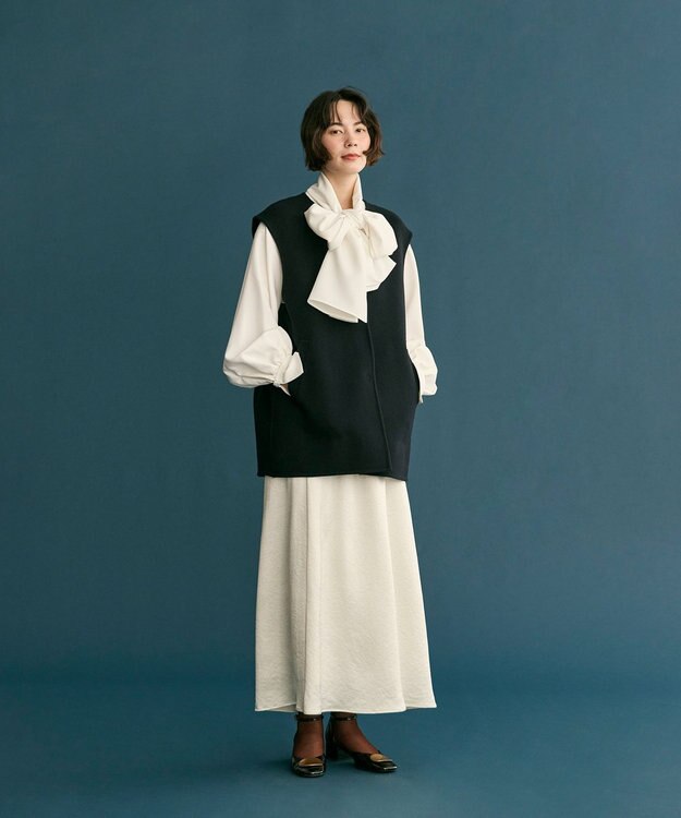 #Newans 【洗濯機可】ビックリボンパウダリーブラウス ホワイト