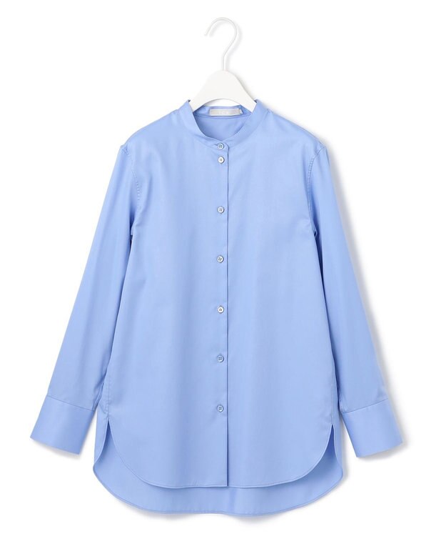 ICB 【洗える】 コットンサテンシャーティング シャツ サックスブルー系