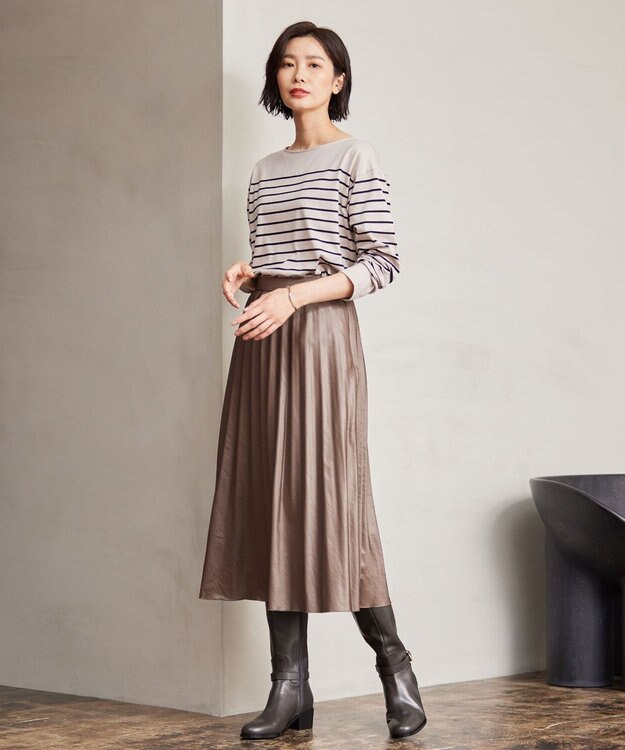 J.PRESS LADIES S バスクボーダー カットソー ライトグレー系1