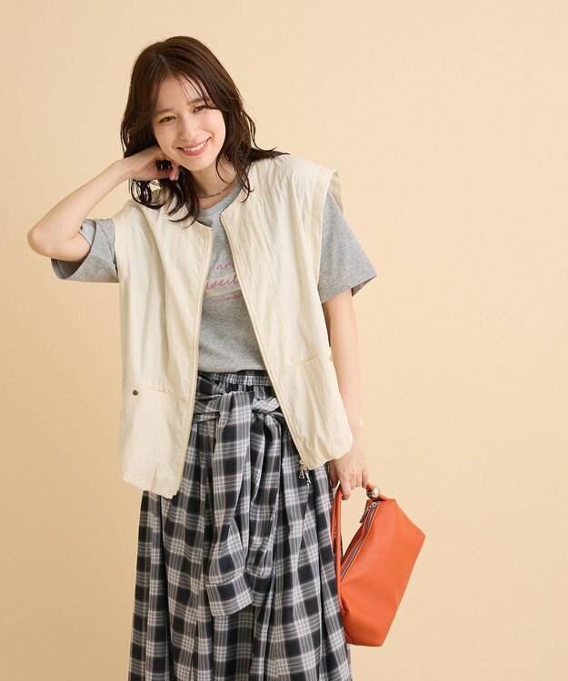 Green Parks ナイロンバルーンベスト Ecru