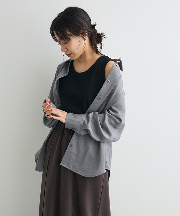 CRAFT STANDARD BOUTIQUE オーバーサイズサテンシャツ Gray