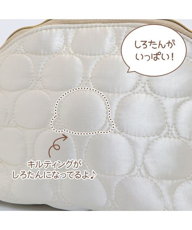 Mother garden しろたん キルティング ラウンド ポーチ 白~オフホワイト