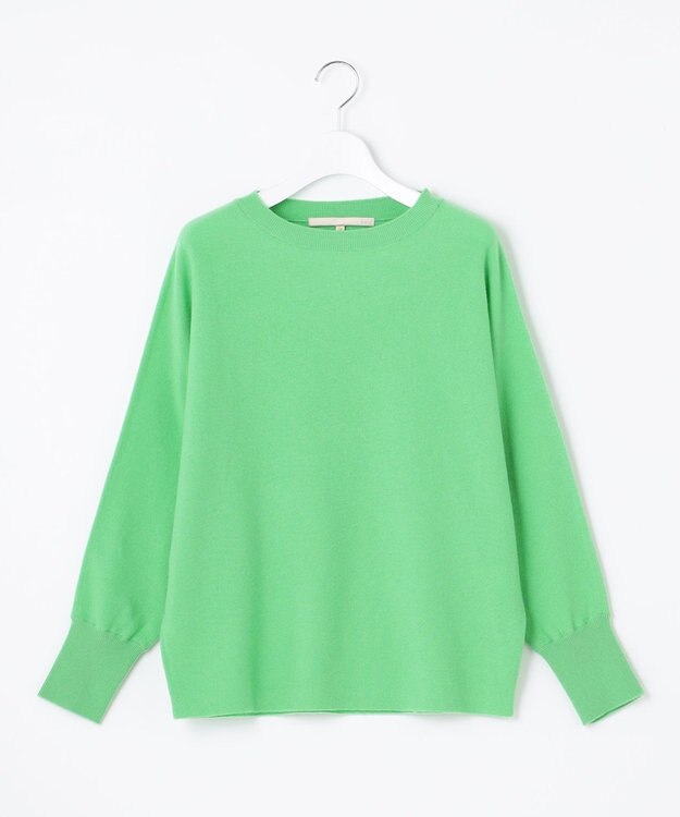 自由区 【洗える】ソフトウールハイゲージ ドルマンスリーブニット グリーン系