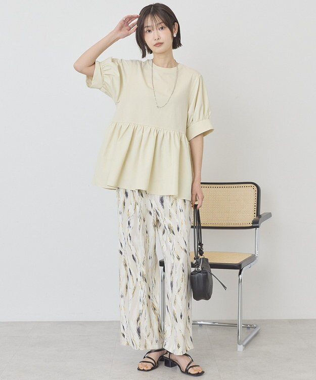AMERICAN HOLIC 【先行予約】【WEB限定】異素材切替ペプラムプルオーバー Light Beige