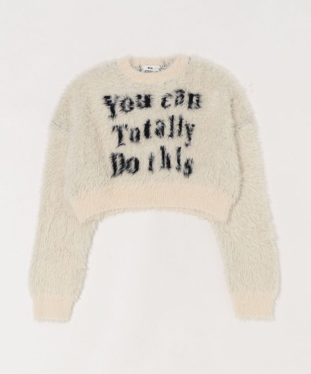 WEGO ロゴシャギーショートニット ホワイトアイボリー