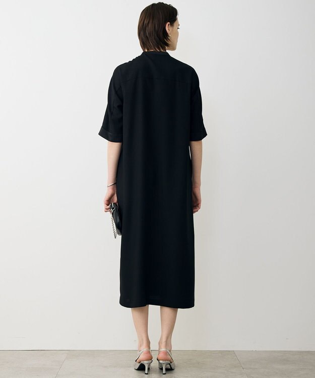 ICB 【先行予約】 FluidBackSatin シャツワンピース ブラック