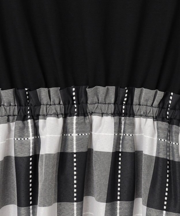 ANY SIS L 【洗える】チェックドッキング ワンピース ブラック