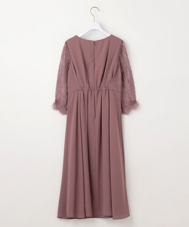 ANY SIS 【Lily Calin】レーススリーブタック ドレス モカピンク