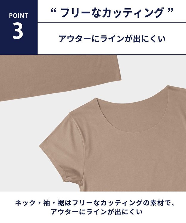 WACOAL MEN 【オーガニック綿混インナー】多機能を着る。綿の贅沢オーガニック フリーなカッティング（ネック・袖・裾）2分袖 GL5210 /ブロス バイ ワコールメン ベージュ