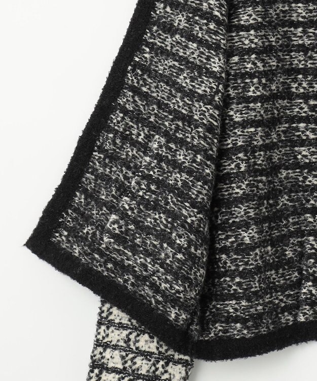 ANY SIS L 【洗える】襟付ツイード ジャケット ブラック系