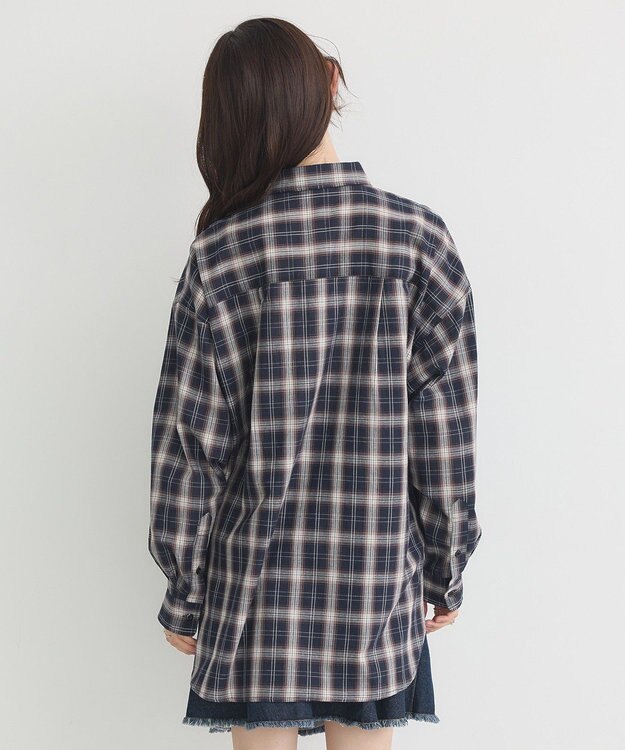 earth music&ecology 【コットン100】マルチウェイチェックシャツ Check Black