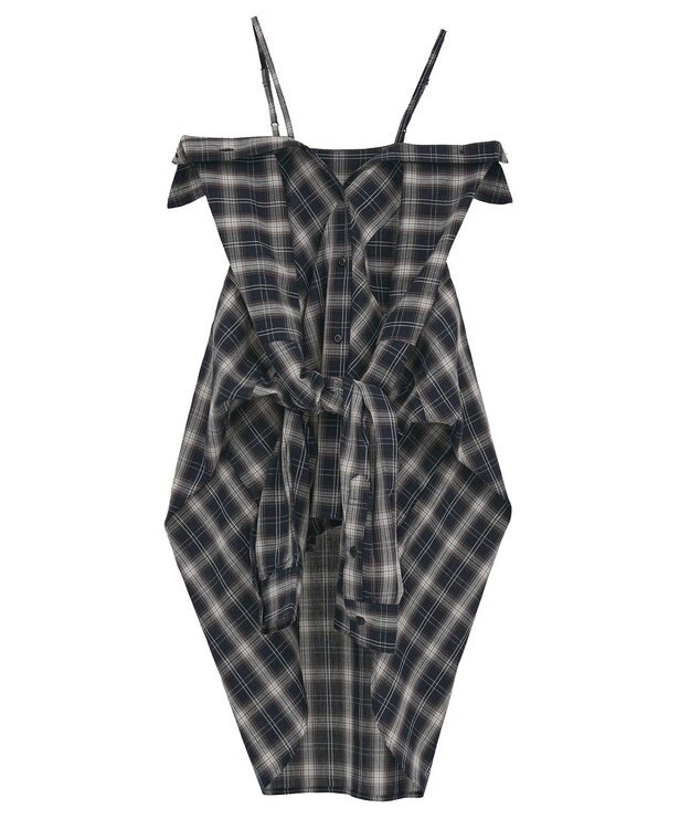 earth music&ecology 【コットン100】マルチウェイチェックシャツ Check Black