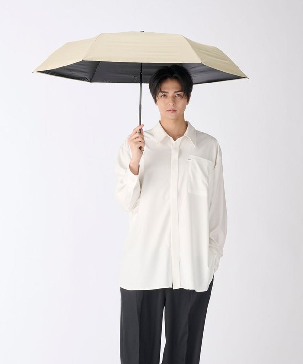 MOONBAT 【遮光100％/超軽量/耐久性】マジで軽い傘 晴雨兼用 折りたたみ日傘 マジカルテックプロテクション Tough W rib 55cm ベージュ