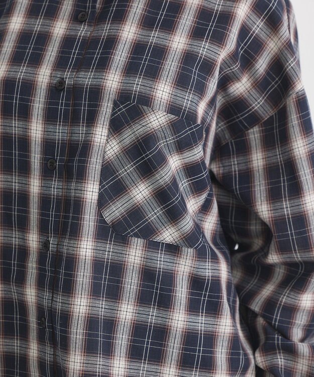 earth music&ecology 【コットン100】マルチウェイチェックシャツ Check Black