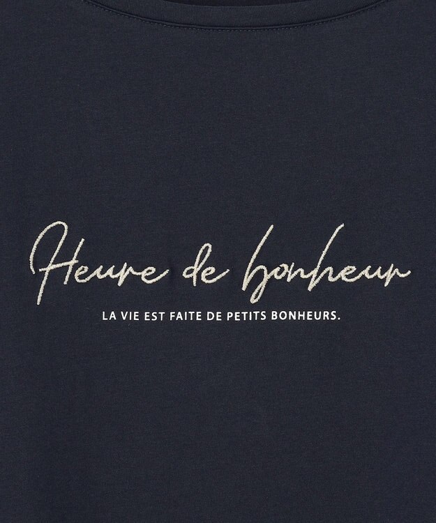 ANY SIS 【洗える】ラメ刺繍長袖 Tシャツ ネイビー