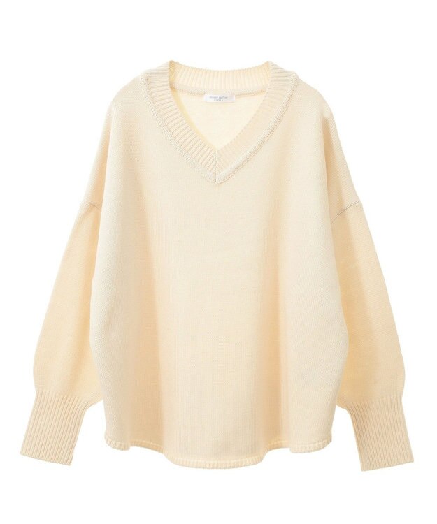 Green Parks 洗える　Ｖネックニットプルオーバー Light Beige