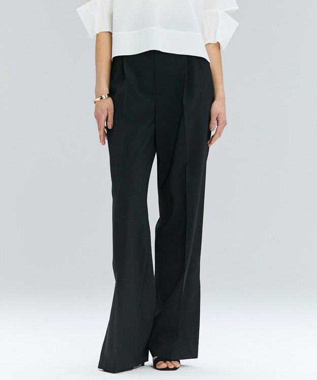 BEIGE， 【洗える/接触冷感/速乾/UVケア対応・Precious ９月号掲載】BATEAU / イージーウエストサイドスリットタックパンツ Black