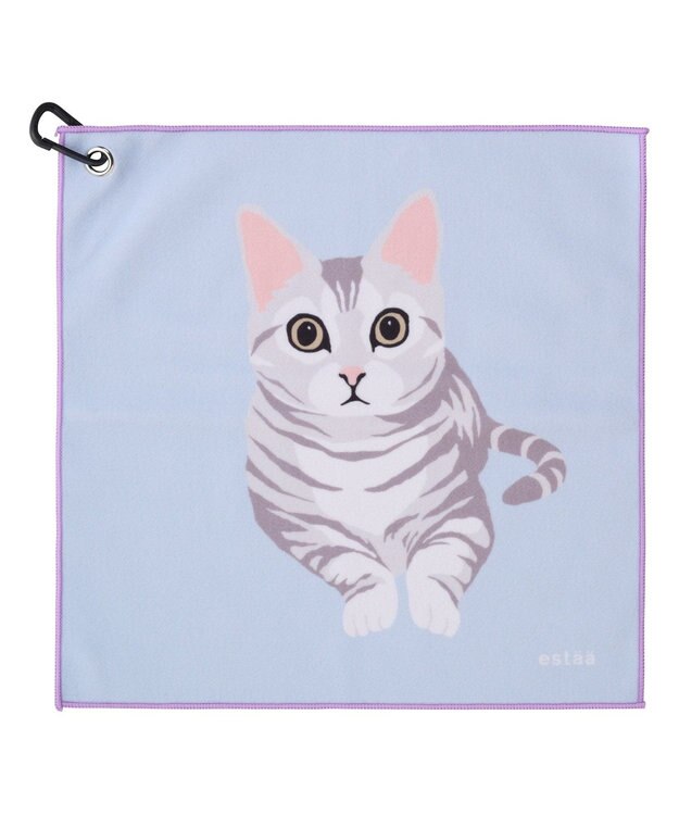 MOONBAT 【WEB限定】エスタ (estaa) くっつきタオル　ねこ サックスブルー
