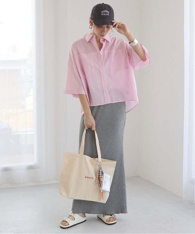 WEGO 【ANGIE VINTAGE】リブマーメイドスカート 杢グレー