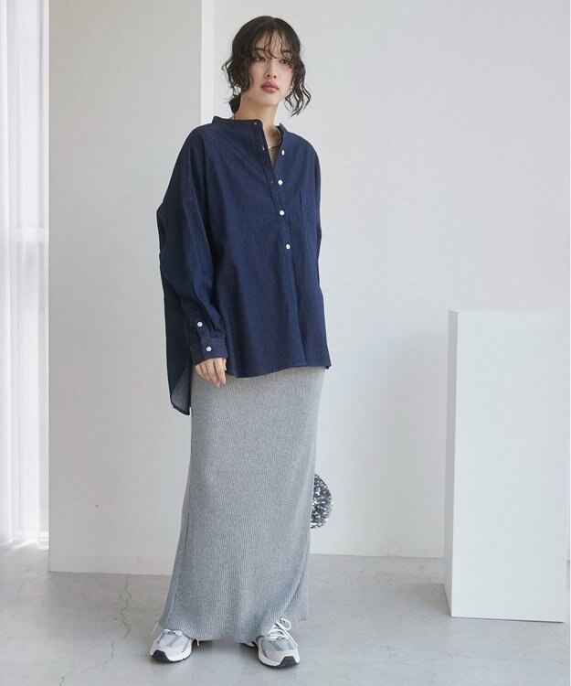 WEGO 【ANGIE VINTAGE】リブマーメイドスカート 杢グレー