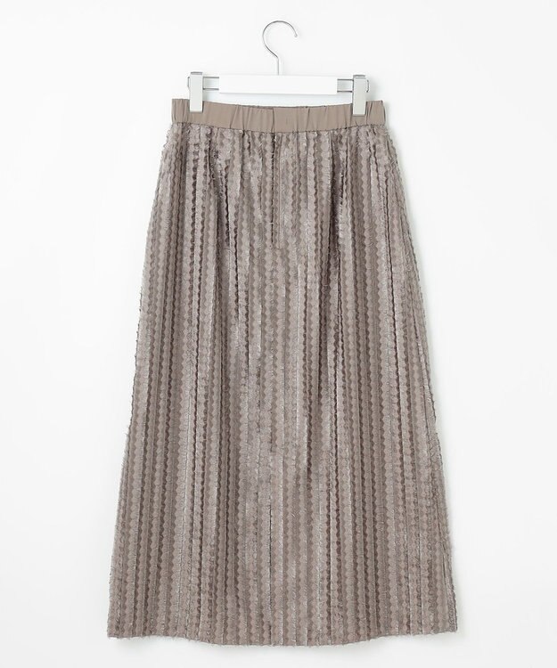 自由区 【セットアップ対応・洗える】フリンジジャガード スカート モカ