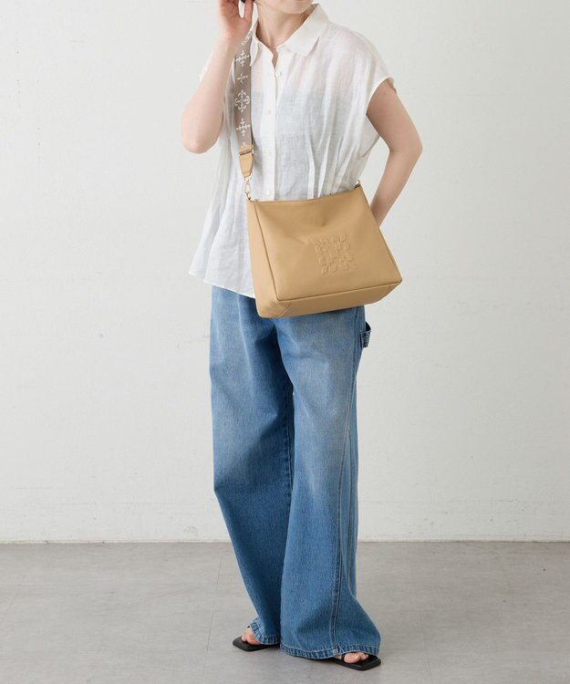 russet エンボスモノグラム2WAYショルダーバッグ(CE-1692) Beige