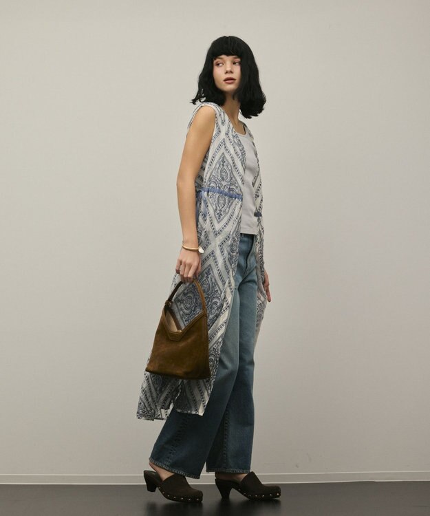 GRACE CONTINENTAL 刺繍ジレワンピース ブルー