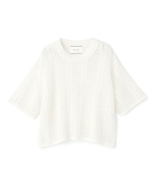 BEIGE， ATACAM / パターンメッシュ ハーフニット Ecru