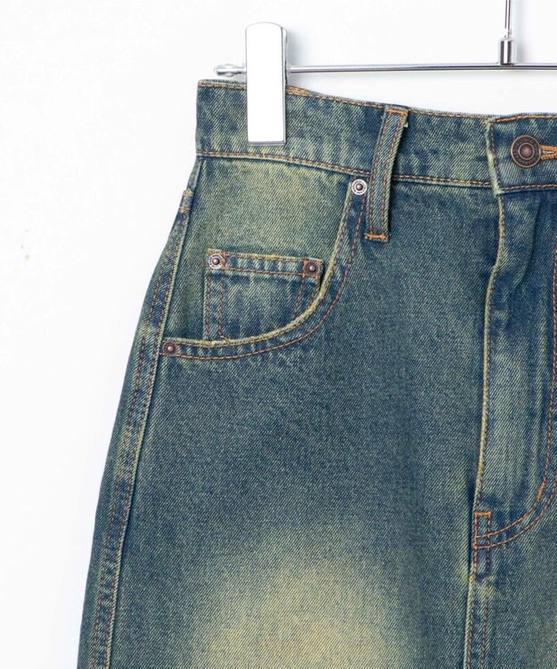 WEGO ヴィンテージウォッシュデニムロングスカート デニム