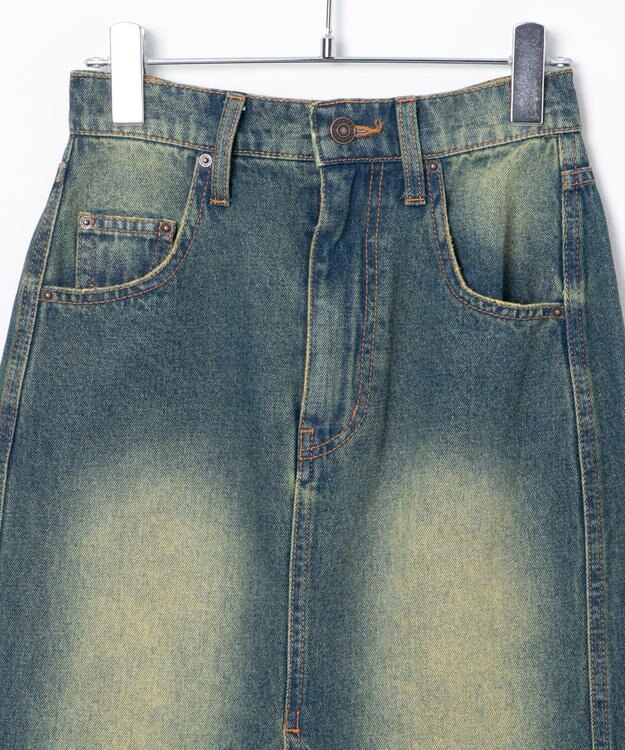 WEGO ヴィンテージウォッシュデニムロングスカート デニム