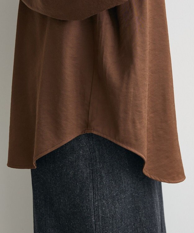 CRAFT STANDARD BOUTIQUE オーバーサイズサテンシャツ Brown