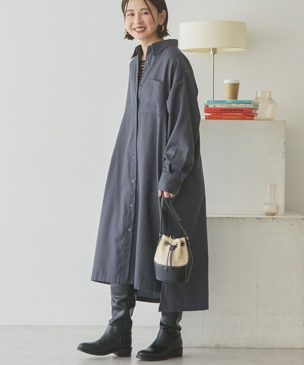 AMERICAN HOLIC T/Rカルゼロングシャツワンピース Charcoal Gray