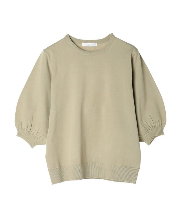 Green Parks パフ５分袖ニットプルオーバー Light Khaki